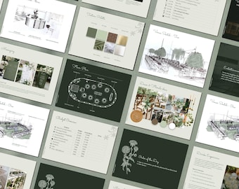 Mall för bröllopsplanerare: Redigerbar presentation av evenemang (Google Presentationer, PDF-guide)