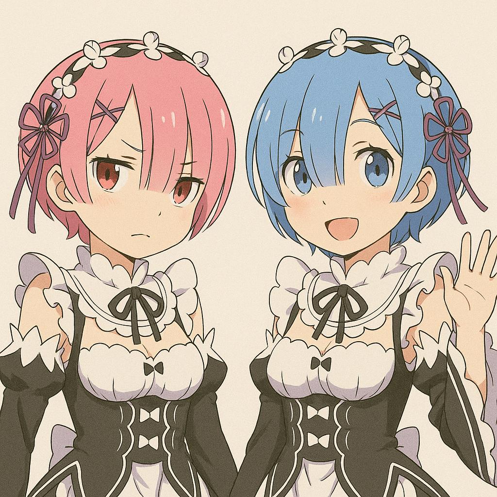 Rem and Ram Sticker – Cute Anime Maid Twins Vinyl Decal - Etsy