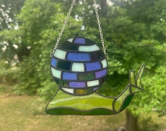 Stained Glass Disco Snail Suncatcher - Funky Window Hanging - Unique Home Decor