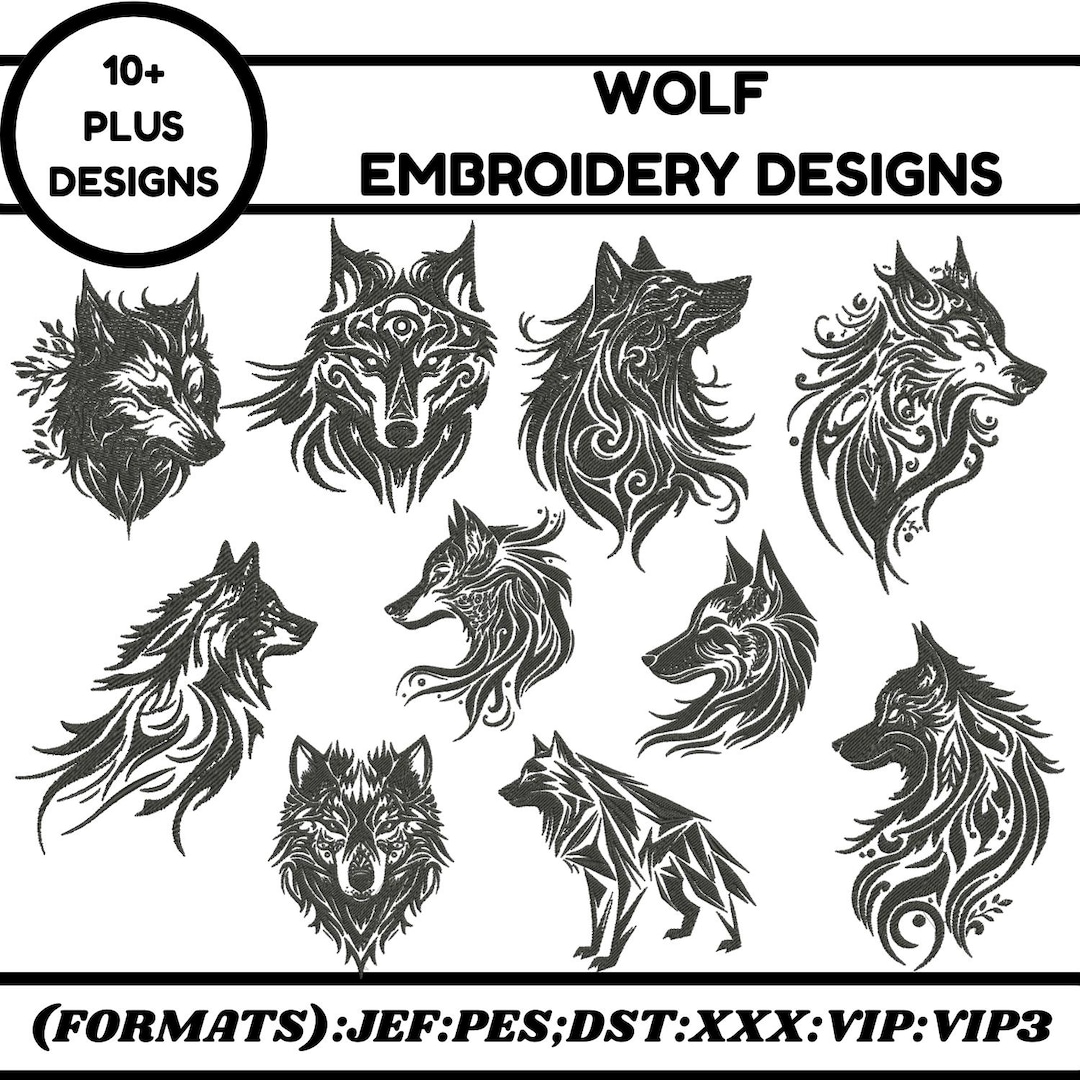 Wolf Machine Embroidery Designs Bundle Wolf Head Embroidery Celtic Wolf ...