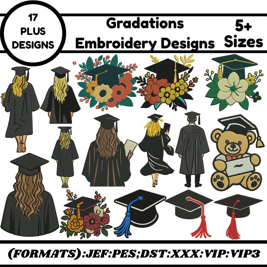 Graduation Machine Embroidery Design Graduation Cap & Diploma ...