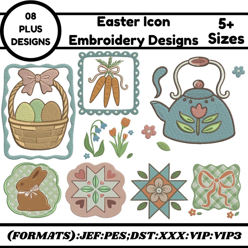 Vintage Easter Machine Embroidery Designs Cute Easter Bunny Embroidery ...