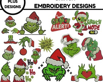 Christmas Grinch Embroidery Design Bundle: Festive Holiday Stitching (Instant Download)