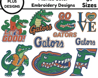 Diseños de bordado a máquina de los Florida Gators Diseño de mascota de fútbol americano vintage de los Gators Bordado moderno de los Florida Gators 5+ tamaños Descargar