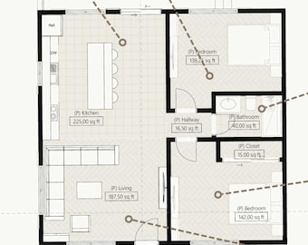 Small House Architectural Plans – Custom 800SF 2 Bedroom ADU Home Blueprint