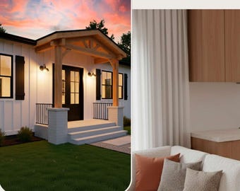 800 Sq Ft House Plan, 2 Bedroom 1 Bath Small Home & ADU Floor Plan, PDF