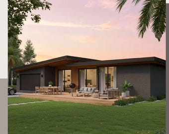 2500 Quadratfuß großer Strandhausplan – Modernes Küstenhaus, 4 Schlafzimmer, 3 Badezimmer