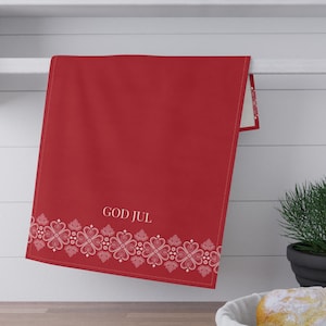Norwegian American Holiday Tea Towel, God Jul, Merry Christmas, Gift, Norwegian Heritage, Scandinavian Style, Nordic Design, Viking