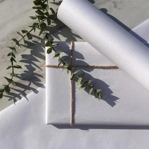 Wrapping Paper Ice White Lined 50CM Wide Eco Friendly  100% Recycled Kraft   Recyclable  Sustainable  Plastic Free Gift Wrap