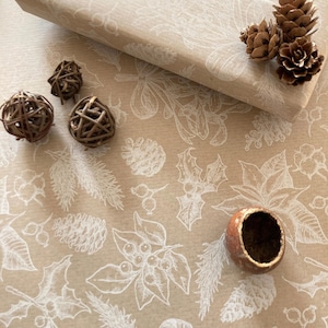 Wrapping Paper Christmas White Foliage 50CM Wide Eco Friendly  100% Recycled Kraft   Recyclable  Sustainable  Plastic Free Gift Wrap