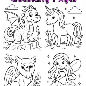 Wings and Whimsy: Fantasy Creature Coloring Pages – Digital Download
