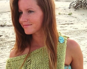 Knitting pattern,knit shoulder wrap,women,easy to knit,swim cover up,drop stitches,open weave capelet, apple green, turquoise, sequins,teens