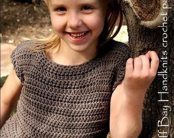 CROCHET PATTERN girls crochet tee ,girls crochet sweater pattern,crochet summer top pattern,easy to crochet,cotton,eyelets,cap sleeve,