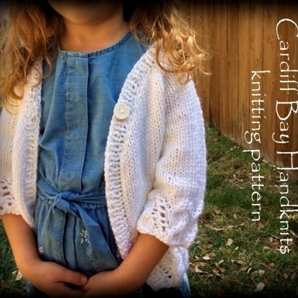 Knitting Pattern girls top down cardigan,cables,girls jumper pattern,top down,girls sweater pattern,girls white cardigan, easy knit,Arabella