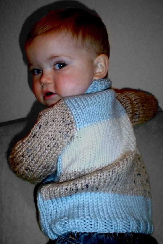 Knitting Pattern Baby Boy Cardigan Toddler Boys Cardigan Chunky Knit Easy To Knit Boys Jumper Pattern Blue Beige Tweed Collar Sweater Jumper