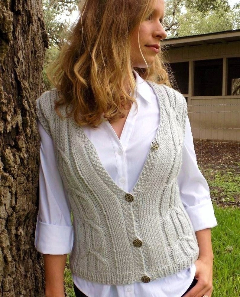 KNITTING PATTERN Womens Vest, Knitting Pattern Waistcoat Women,cables