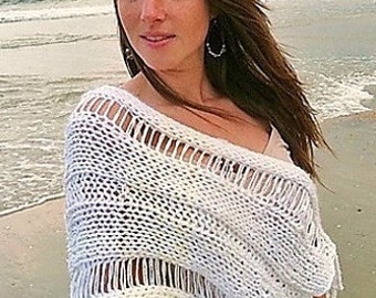 Knitting Pattern womens knit shoulder wrap,knit capelet pattern,easy to knit,women,teens,swim cover up,white,open weave poncho,gift for her,