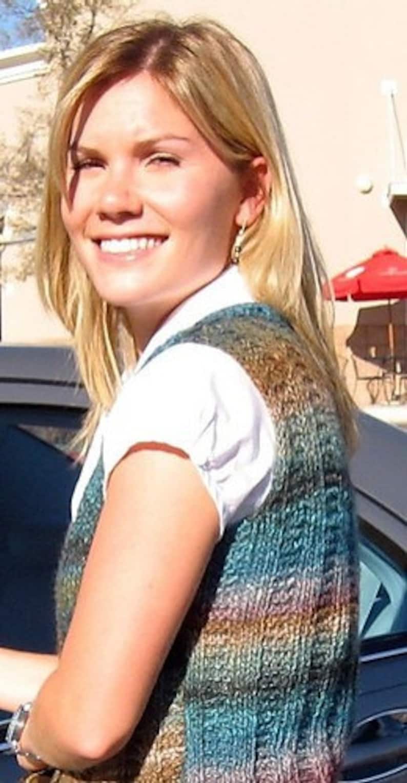Vest KNITTING PATTERN women,Noro Silk Garden,wool,women waistcoat knitting pattern,blue,teal,sweater vest,easy knit,fall,gift for her,fitted image 3