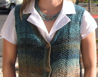 Vest KNITTING PATTERN women,Noro Silk Garden,wool,women waistcoat knitting pattern,blue,teal,sweater vest,easy knit,fall,gift for her,fitted