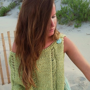 Knitting pattern,knit shoulder wrap,women,easy to knit,swim cover up,drop stitches,open weave capelet, apple green, turquoise, sequins,teens image 4