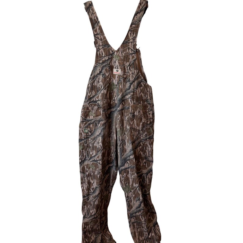 Vintage Mossy Oak Camo Bib salopette pour homme Made in USA chasse pêche écorce image 4