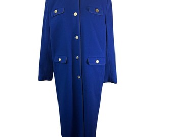 Jacobson's Royal Blue Size 8 Military Coat Gold Buttons VTG Statement Luxury