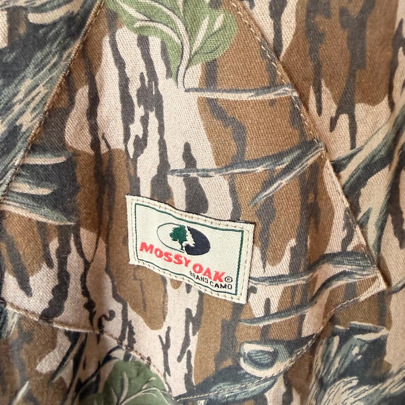 Vintage Mossy Oak Camo Bib salopette pour homme Made in USA chasse pêche écorce image 2
