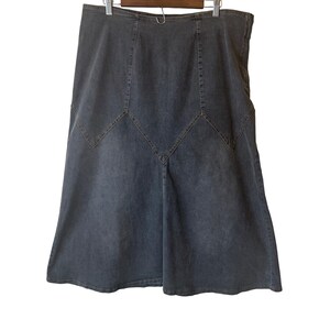 Denim Midi Rock Blau A-Linie Flare Plus Größe Y2K 16W Boho Western Stretch