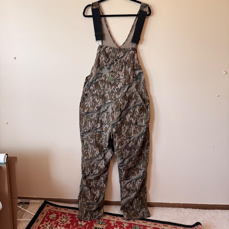 Vintage Mossy Oak Camo Bib salopette pour homme Made in USA chasse pêche écorce image 11