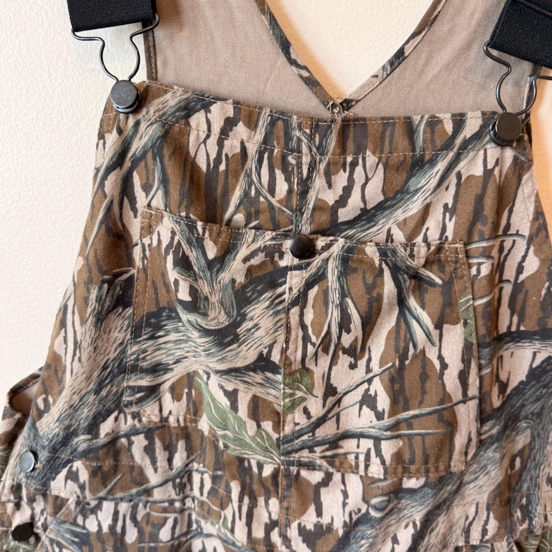 Vintage Mossy Oak Camo Bib salopette pour homme Made in USA chasse pêche écorce image 7