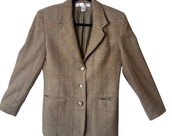 Blazer VTG The Limited de mezcla de lana con estampado de espiga y tweed, estilo universitario, talla 6