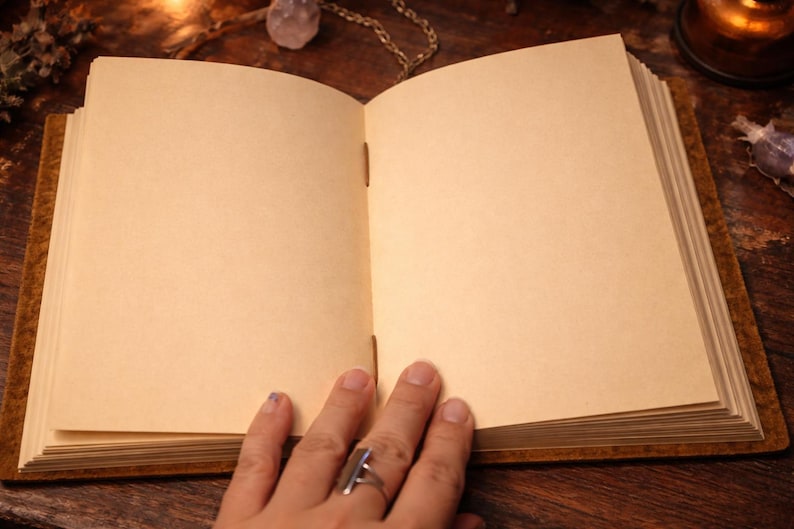 Leather Grimoire – 400 Pages • Hand-Sewn Binding • Embossed Cover image 3