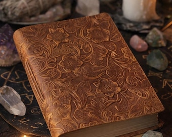 Leather Grimoire – 400 Pages • Hand-Sewn Binding • Embossed Cover