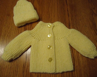 Preemie Baby Hand Knit Sweater Set