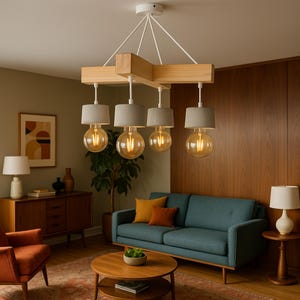 Wood Chandelier – Large Barn Chandelier – Lighting Pendant Dinner Table
