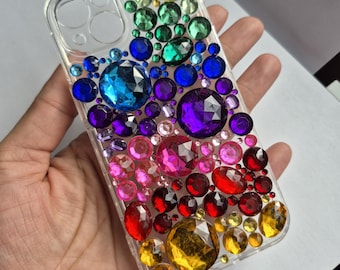 I know you want it. Phone Cases with multicolor gems and resin , 3D.