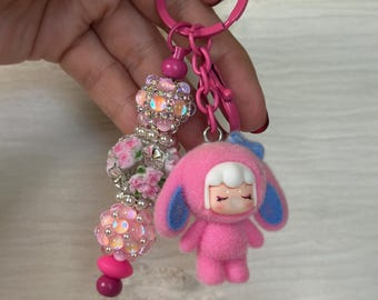 Kawaii Pastel Bunny Girl Keychain: Beaded Baby Charm