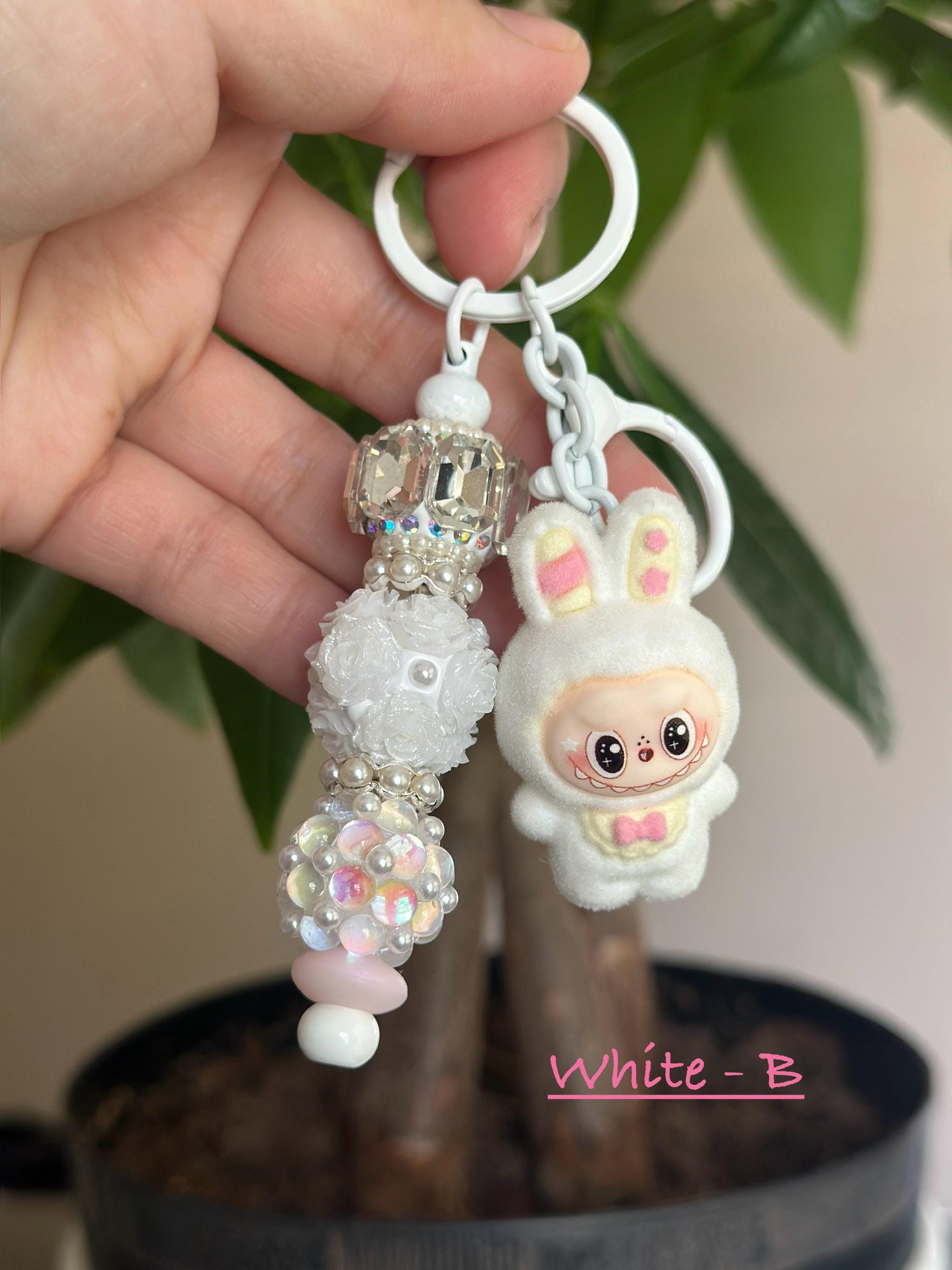 Kawaii Beaded Keychain With Bunny Charm: Bag Charm | Key Ring Accessory ...
