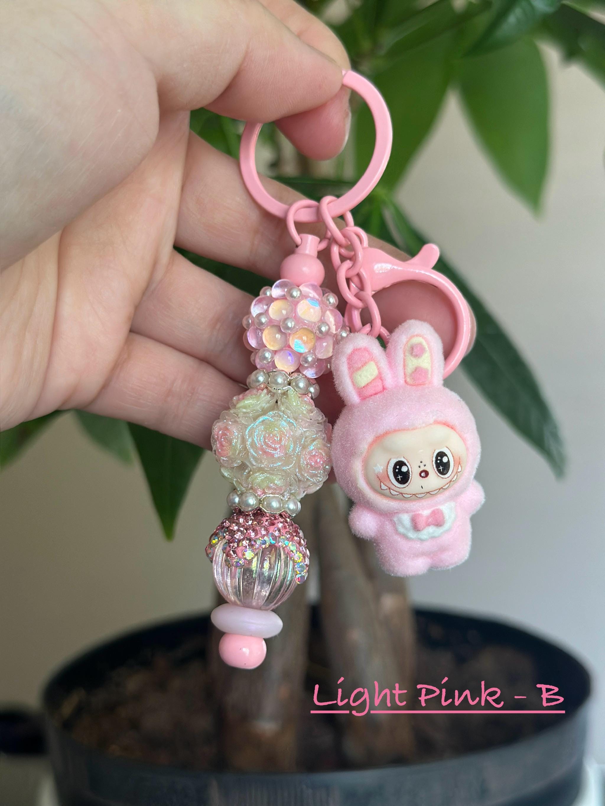 Kawaii Beaded Keychain With Bunny Charm: Bag Charm | Key Ring Accessory ...