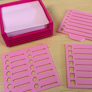 Sticky Note Holder with Line & Bullet Stencils | Customizable 3D Printed Desk Organizer