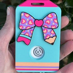 Heart Bow Centegix Badge Holder | Valentine Ribbon, Lanyard Accessory for Educators
