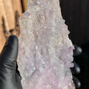 Pale Lavender Amethyst Quartz Crystal Plate – Pink Druzy Cluster – Thin Natural Mineral Specimen