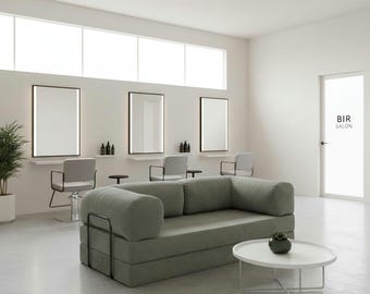 Sage Green Corduroy Sofa: Modern Scandinavian Two-Seater