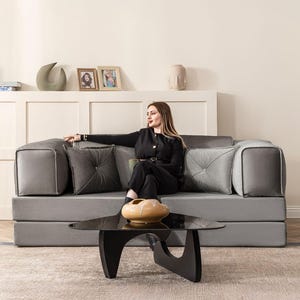 Modern bäddsoffa – Coco-tyg, platsbesparande soffa med kuddar