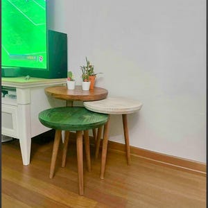 Handmade Solid Wood Log Nesting Tables: Rustic Coffee Table Set