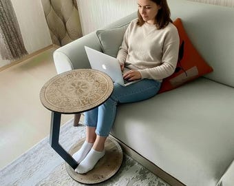 Solid Wood C Side Table: Modern Sofa End Table