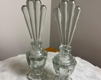 Pair of Vintage Fan Stopper Perfume Bottles