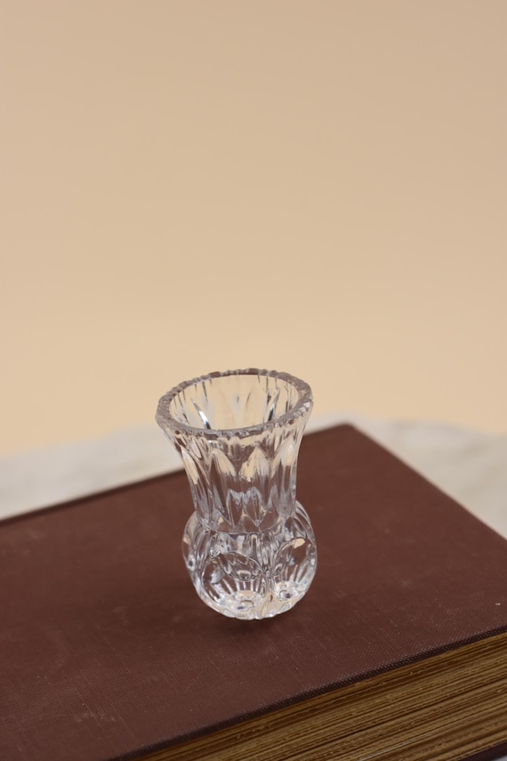 Vintage Crystal Toothpick Holder, Mini Crystal Bud Vase