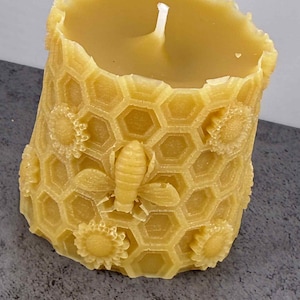 Handmade Beeswax Pillar Candle | Honeycomb Design
