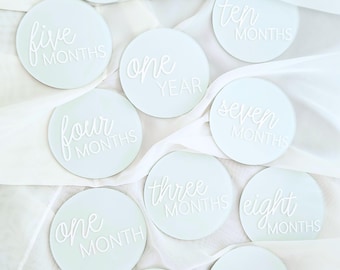 Acrylic Baby Monthly Milestone Markers, Monthly Milestone Disks| Newborn Photo Props, Baby Shower Gift, 1st Year Baby Photoshoot Props